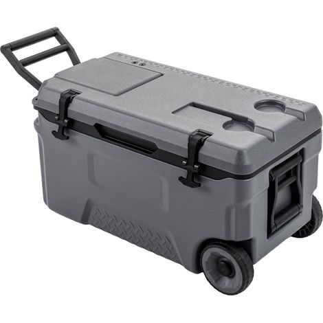 53 Quart Rolling Cooler with Fish Ruler, Gray