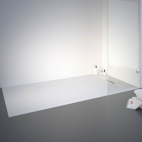 Receveur de douche 90 x 160 cm de plain-pied, décor effet Pierre blanche, ultra léger, Schulte