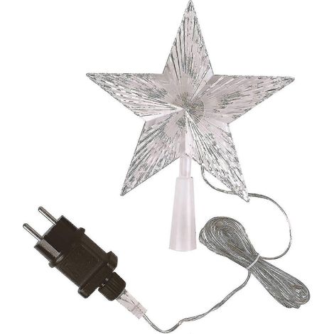 Étoile de sapin de Noël avec 10 LED et prise secteur - Cime de sapin illuminée blanc chaud - Étoile de sapin de Noël (1/4)