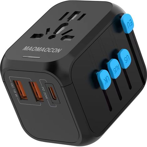 Adaptateur de Voyage Universel dans Le Monde Entier avec PD20W, 2 USB, 1 USB C et 1 Prise AC, Adaptateur de Prise International, pour l'Allemagne, Les États-Unis, l'Angleterre (1/5)