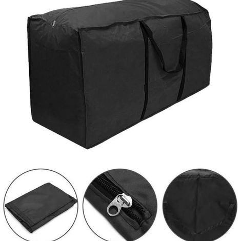 Grand sac de rangement étanche pour coussins de jardin, noir, 173 x 51 x 76 cm, avec fermeture éclair et poignée (1/5)