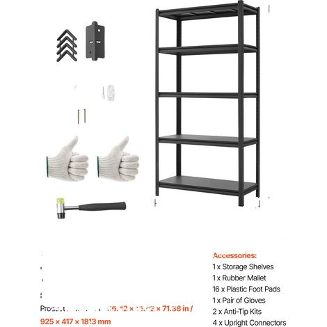 Estantes de almacenamiento, acero al carbono duradero, altura ajustable, 16x36x72 pulgadas, 5 ruedas. (1/2)