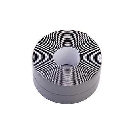 Bande d'étanchéité grise en PVC (lot de deux pièces, 3,2 m x 3,8 cm) pour évier, cuisine, salle de bain et baignoire. Bande adhésive d'angle étanche de forme irrégulière. (1/4)