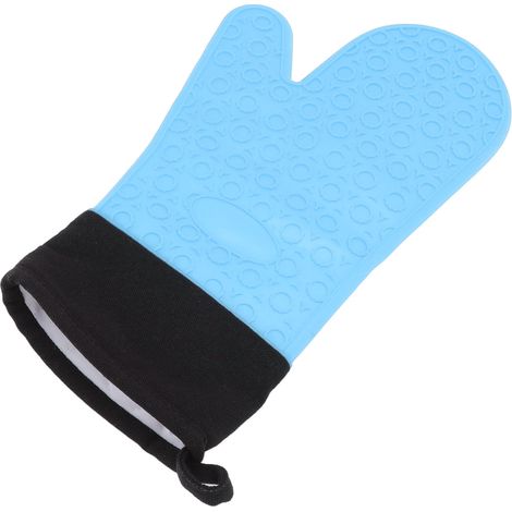 Gants de cuisine en silicone antidérapants, résistants aux hautes températures, 2 doigts, bleus (1/5)