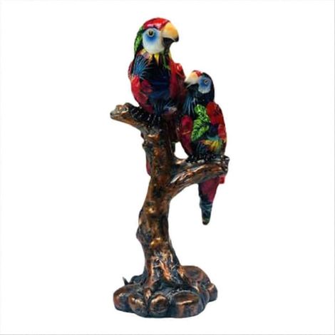 Europäische Papageienstatue aus Kunstharz, originelle Tischdekoration, dekoratives Accessoire für den Innenbereich, elegantes handgefertigtes Stück. (1/5)
