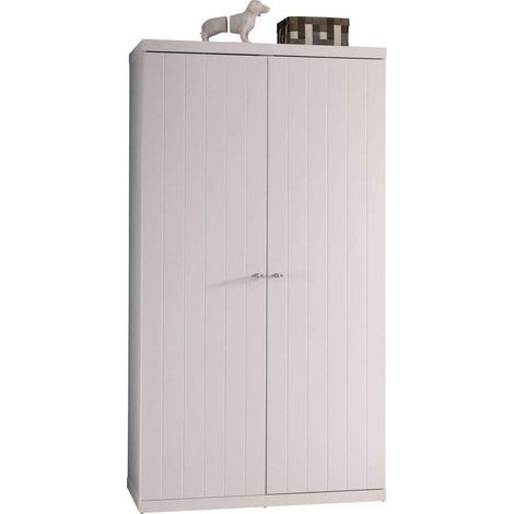 Armoire 2 portes 110x57x204,5 cm laqué blanc - BREVAL (1/4)