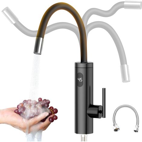 1 Robinet Chauffe-eau Instantané 3300W, Acier Inoxydable, Rotation 360°, Affichage LED, Cuisine (1/5)