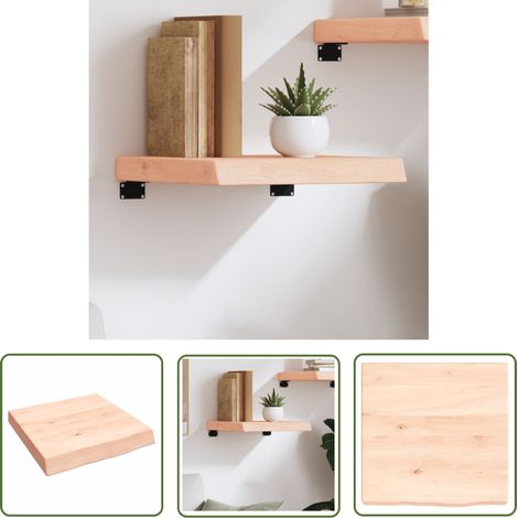 The Living Store Étagère murale 40x40x(2-6)cm bois de chêne massif non traité - Étagère Murale - Étagère Rustique - Étagère Bois Chêne - Rangement Mural - Décoration Murale (1/5)