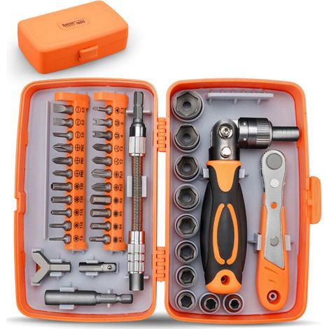38-in-1-Komplettset für die Heimreparatur, Multifunktions-Schraubendreher-Ratschenbox, Schraubendreher-Set, Ratschenschlüssel-Set, für Möbel, Auto, Elektronik (1/4)