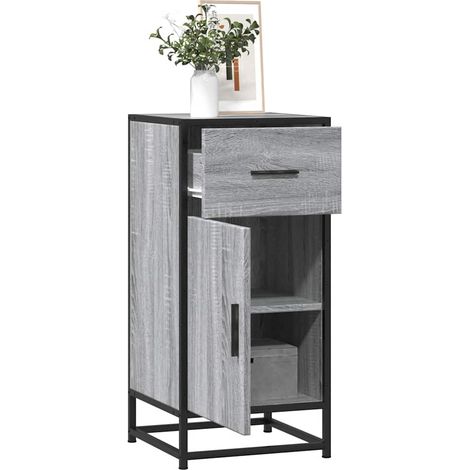 Sideboard Grau Sonoma 35,5x35x76 cm Holzwerkstoff und Metall