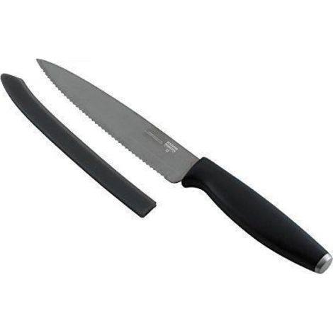 Couteau De Cuisine Dentelé - Acier Inoxydable Japonais - Lame Antiadhésive Silicone - Pour Coupe Précise Légumes Viande Fromage - 1 Pièce