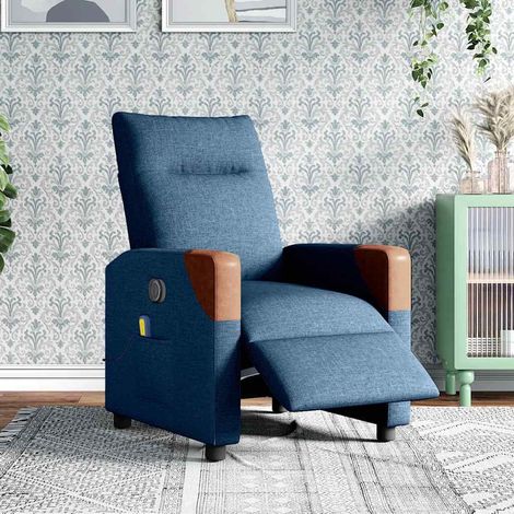 Maison Exclusive - Massagesessel Elektrisch Blau Stoff