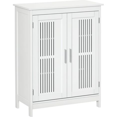Badezimmerschrank, freistehend, mit 3 Einlegeböden, Doppeltür und verstellbarem Einlegeboden, 60 x 30 x 80 cm, weiß