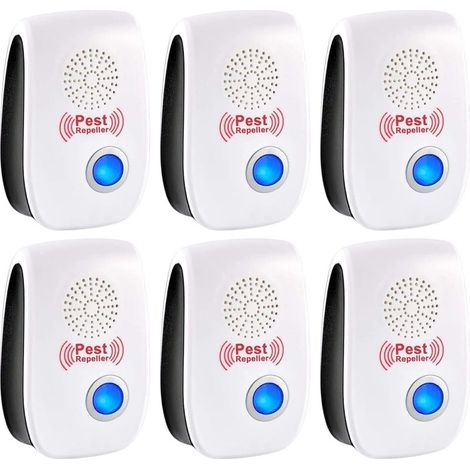 Ultrason Anti Moustique, 6 pcs Répulsif Ultrasonique Anti-Rongeurs Insectes Ultrason Souris et Rats, Intérieur Prise et diffuseur Anti Moustique Electrique Ultrason pour Fourmis Araignées, Inoffensif (1/5)