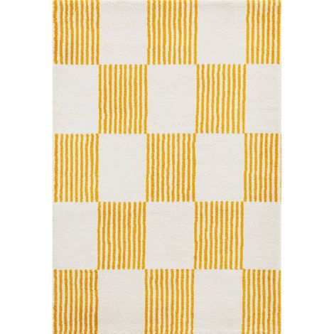Tapis moderne jaune épais à poils longs doux - 80 x 140 cm (1/5)