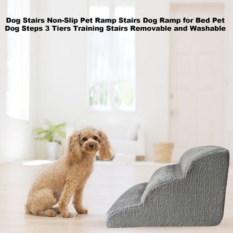 Escalier pour chien 3 marches Rampe pour chien 60 x 42 x 39 cm Gris