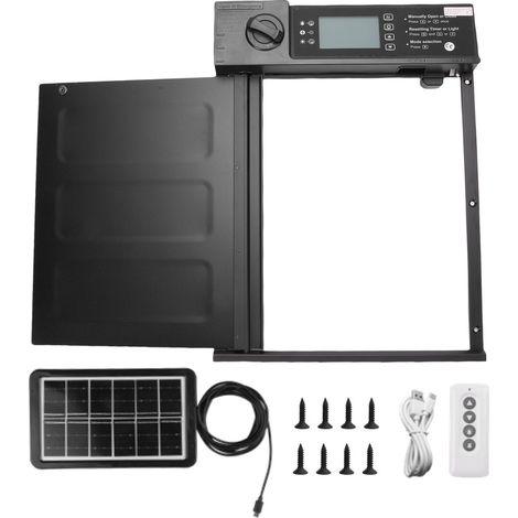 Ortviai Porte Automatique pour Poulailler Solaire avec Télécommande, Capteur de Luminosité et Minuterie – ABS Étanche