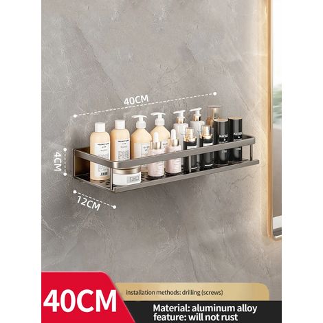 Étagère d'angle jaune et blanche (40 cm, grise) - Organisateur de salle de bain, étagère de rangement pour toilettes, porte-shampoing, étagère de rangement pour cuisine (1/5)