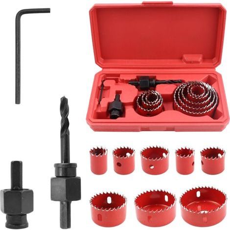 11-teiliges Lochsägen-Set für Holz – 19–64 mm Kohlenstoffstahl + Bohrer – für Holz/PVC/Kunststoff (1/5)