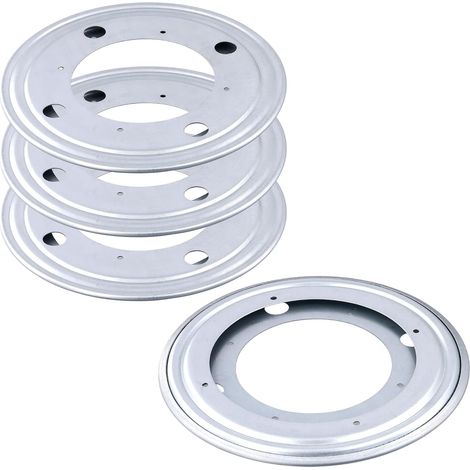 Lot de 4 plateaux rotatifs Lazy Susan - Diamètre extérieur : 20,3 cm - En acier - Roulement à billes à 360° - Argenté - Pour cuisine et table (1/5)