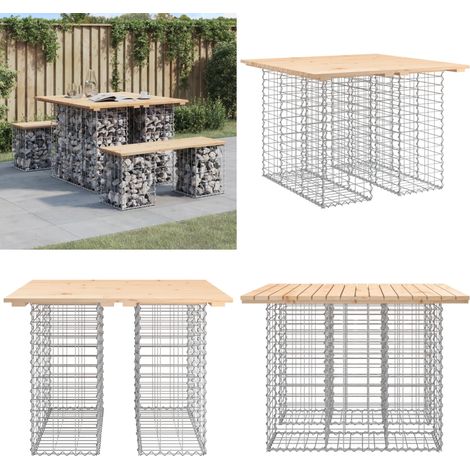 Tavolo da giardino in gabbione design 100x102x72 cm in legno massello di pino - Tavolo da patio - Tavolo in legno