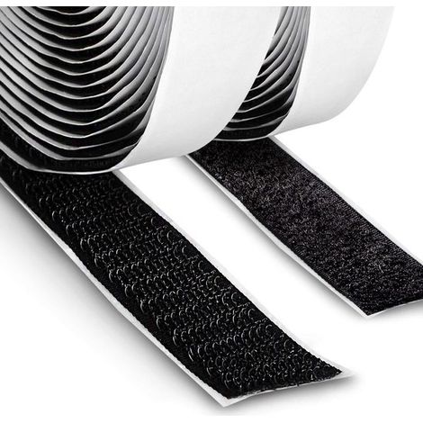 Nastro adesivo nero autoadesivo largo 20 mm con 3 ganci e 3 anelli. (1/5)