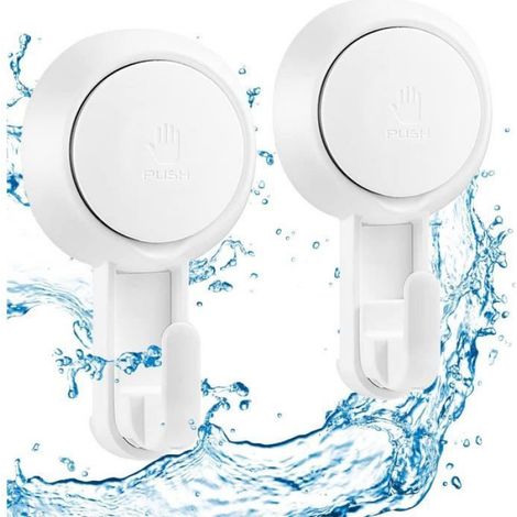 Crochet Ventouse Mural - Blanc - Lot de 2 - Plastique - Charge Max 5KG - Réutilisable (1/4)