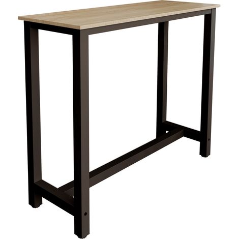 Tavolo alto  Gambe in metallo  120x100x40cm  Barra da cucina  Modello Ani  Nero e Sonoma