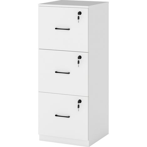 Levede 3 Drawer Filing Cabinet Lockable Home Office Tall File Storage Cabinet