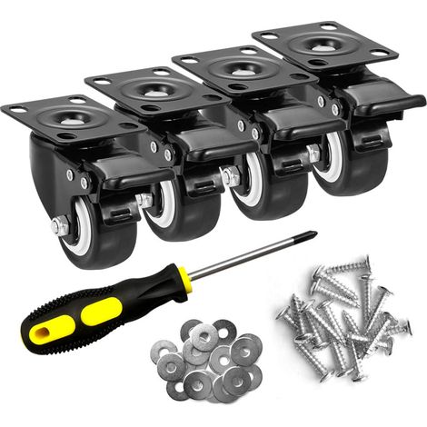 Ensemble 4 Roulettes Pivot à 5 cm (2 Po), robust und généreux, leise, Polyurethan (PU), Los 4. (1/5)