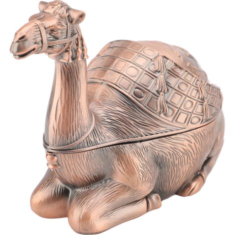 Vintage Aufbewahrungsbox mit Tierfigur aus Metall, halbgeschlossenem Deckel, ideal zur Schmuckaufbewahrung oder als Schreibtischdekoration. Rotkupfer (1/5)