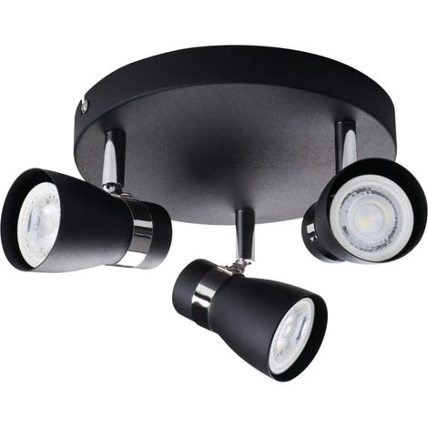 lampada faretto parete soffitto enali orientabile nero 3 luci tondo GU10 (1/6)