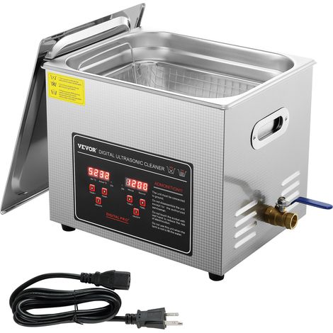 VEVOR Pulitore a Ultrasuoni Display Digitale in Acciaio Inox Capienza 10 Litri con Riscaldamento Tempo Temperatura Regolabile, Macchina Pulitrice a Ultrasuoni per Gioielli Occhiali Orologi Laboratorio (1/5)