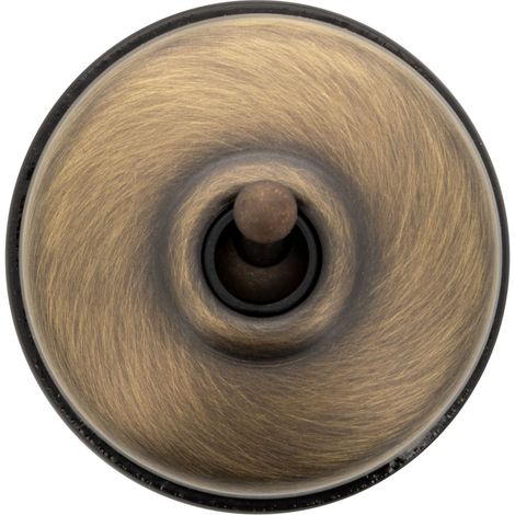 Interrupteur va-et-vient - Gamme Dimbler - Porcelaine noire, carcasse bronze, manette laiton vieilli - Sans passe-câble - 250V 10AX - IP20 - Décoration vintage - FONTINI