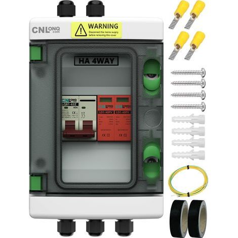 Solar Junction Box, DC500V 40A Circuit Breaker, Type 2 Surge Protector, IP65 for Outdoor Panels (1/5)
