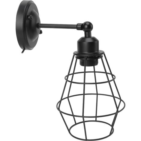 Applique murale de style industriel vintage, style ferme, avec douille E27/E26 et interrupteur, prise européenne 100-240 V. (1/5)