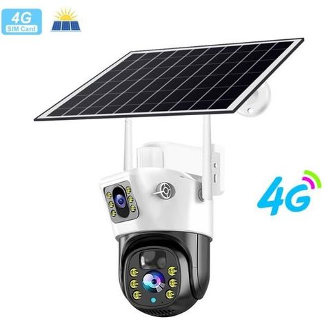 Caméra de surveillance extérieure - PRUMYA - Solaire 4G 4K - PIR+radar - PTZ 355°/90° - Vision nocturne 30m