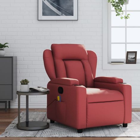 Fauteuil de Salon,Fauteuil de massage inclinable Rouge bordeaux Similicuir CFW42566 (1/5)
