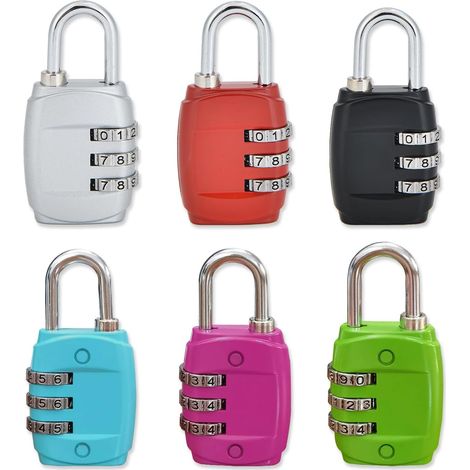 Cadenas à Combinaison, 6 pièces Cadenas Code Casier, 3 chiffres Serrure Combinée pour Casier, sacs à main, sacs à dos, valises (1/5)