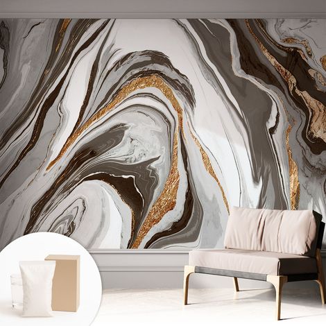 Tapete Vliestapete mit Kleber - trendige Wanddeko - elegant Fototapete für Wohnzimmer - Schlafzimmer Marmorierte Wirbel 312x219 cm (1/5)
