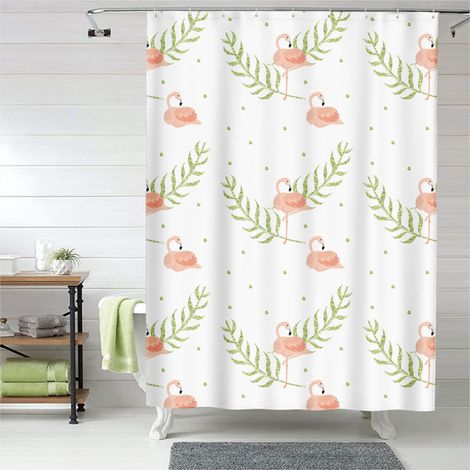Rideau de douche motif flamant rose décoratif, tissu salle de bain imperméable, 90x180 cm (1/5)