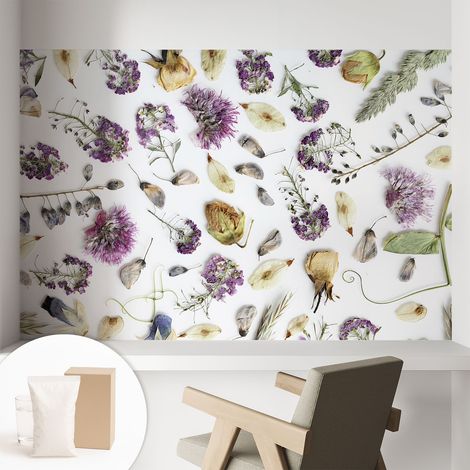 Papier peint intissé décoratif pour salon chambre et cuisine Facile à poser avec colle Fleurs séchées 104x70 cm (1/5)