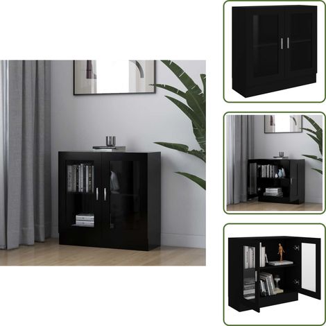 Armadio nero - vidaXL Armadietto con Vetrina Nero 82,5x30,5x80 cm Legno Multistrato - Armadio con scomparti