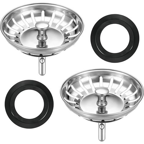 Lot de 2 Bouchon Evier Cuisine 80mm, Bonde Evier, Grille Evier (1/5)