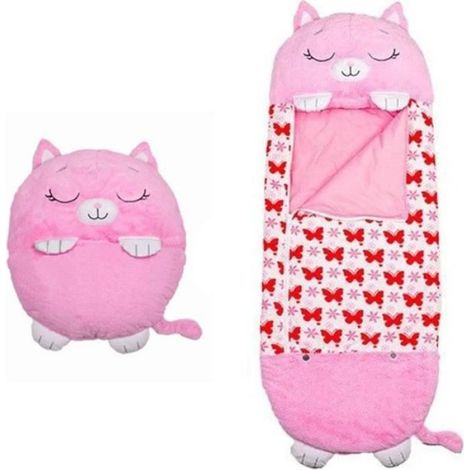1 Sac de couchage enfant, coton doux, oreiller intégré, 137x50cm, rose, rectangulaire, sieste voyage (1/3)