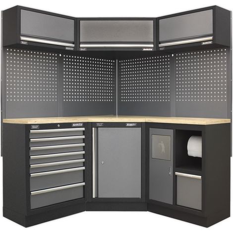 Sealey Superline PRO® Corner Storage System with Wood Worktop 1.55m APMSSTACK08W (1/5)
