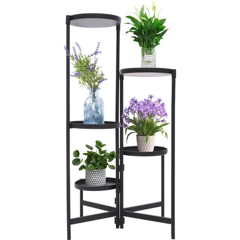 Étagère à plantes en métal à 5 niveaux, support de fleurs moderne pour intérieur, extérieur, balcon et jardin (1/5)