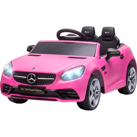 Benz SLC 300 Licensed 12V Kids Electric Ride On, Music, Remote Control, LED Headlights, Horn, Pink (1/5)