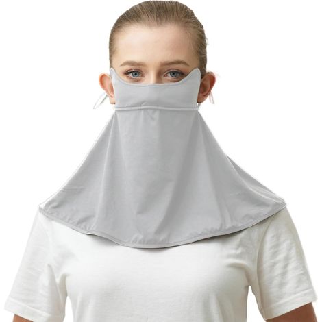 Masque de protection solaire UPF 50+ contre les UV, respirant et rafraîchissant, avec élastiques d'oreilles ajustables et tour de cou, idéal pour l'été, la plage, les voyages et les activités de plein (1/5)