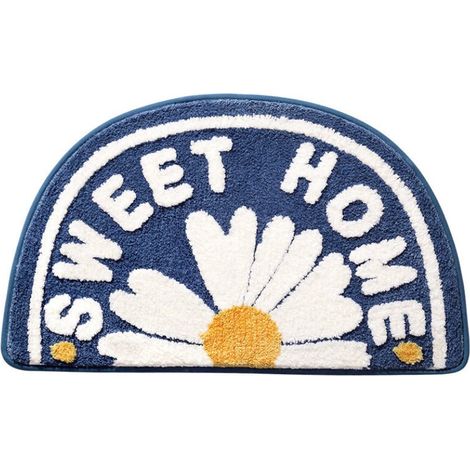 Tapis de sol de salle de bain demi-cercle motif marguerite Sweet Home, 45 x 75 cm – DELKEVIC (1/4)